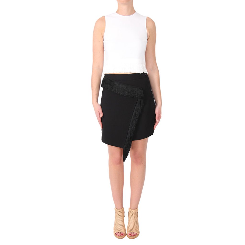 A .L. C. Black Loren Fringe Asymmetrical Skirt :8